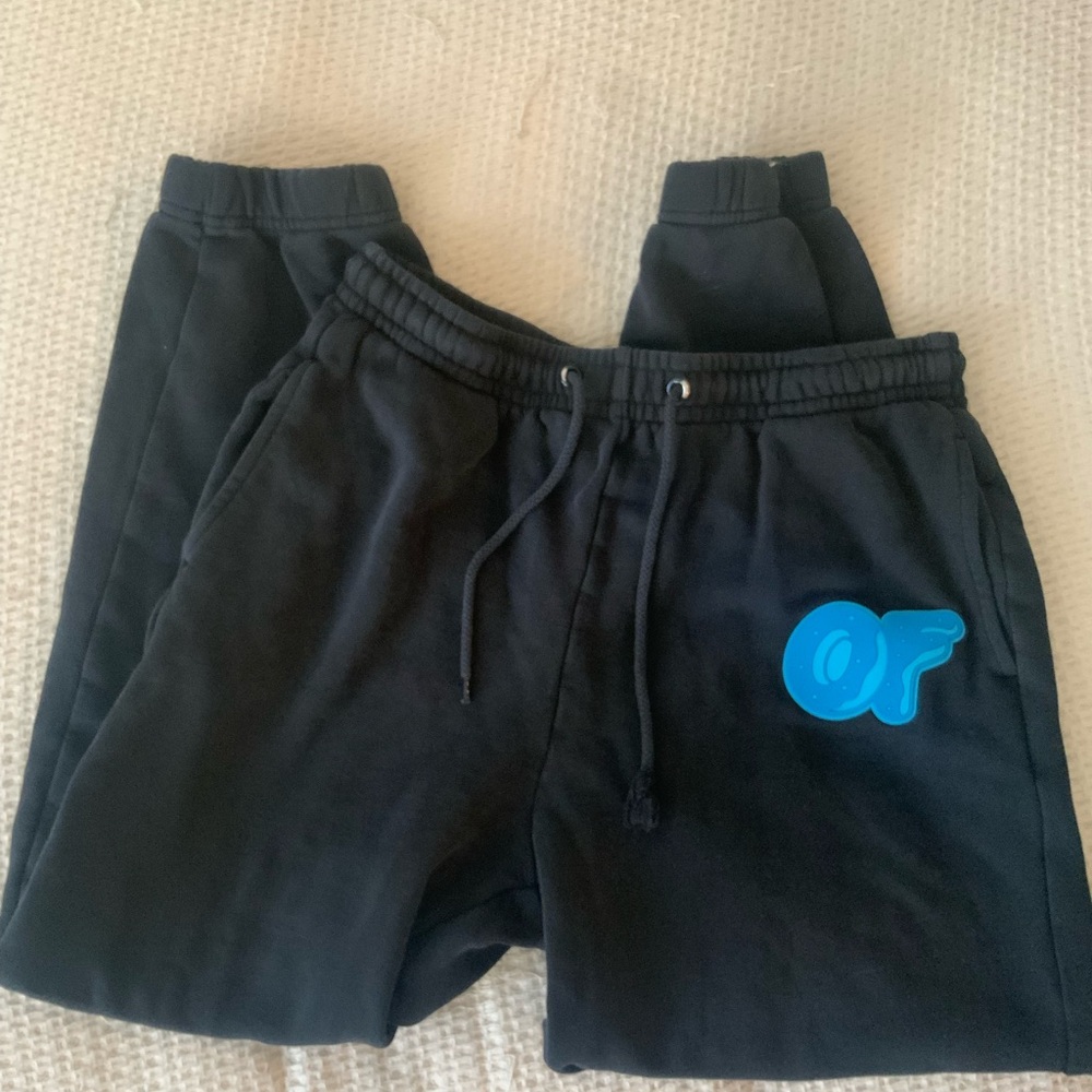 Odd Future OF Donut Logo Black Blue Sweatpants Joggers Limited Edition Medium